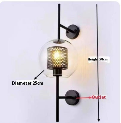 Living Room Wall Lamp Retro Creative Corridor Aisle Glass Ball Wall Lamp PearlNestDecor.com