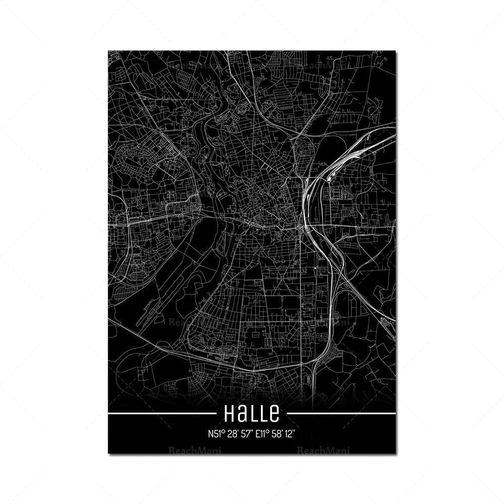 Map Black Line Poster Canvas Painting Home Decor Wall Art PearlNestDecor.com