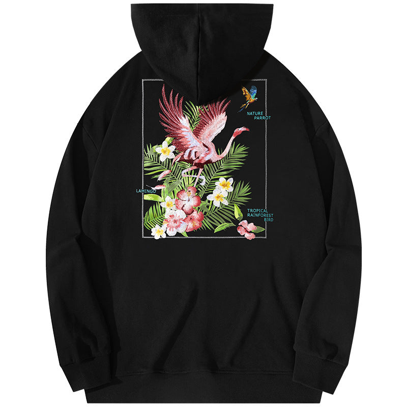 Autumn And Winter New High Street Flamingo Embroidered Hoodie LadyShow.Store