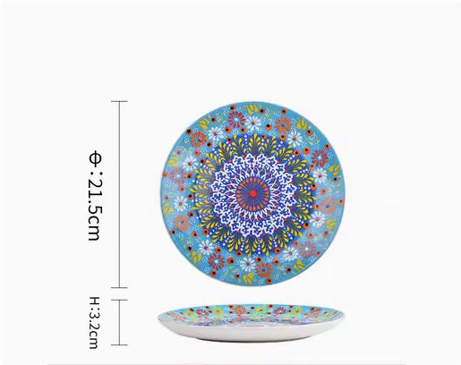Underglaze Ceramic Tableware Bohemian Household Dishes LadyShow.Store