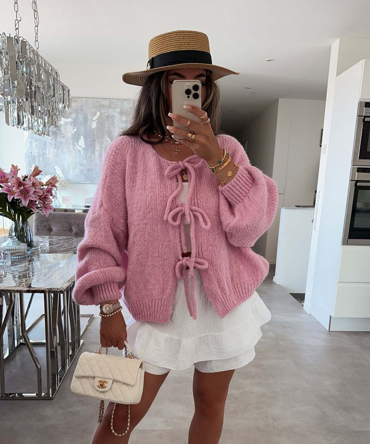 Casual Knitted Bow Lace Up Cardigan Women Solid O-neck Short Sleeve Hollow Out Sweater Female Autumn Lady Solid Streetwear NorixaFashion.com