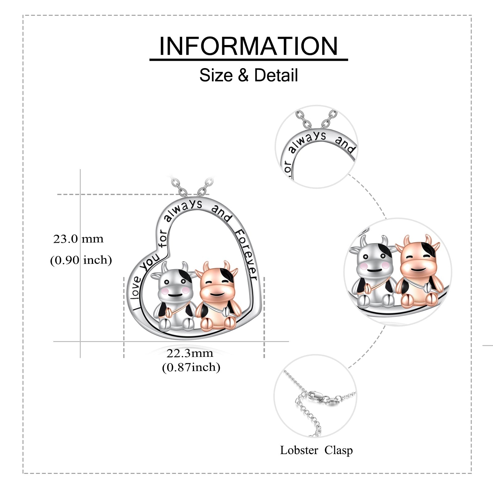 Cow Gifts Cow Necklace for Women 925 Sterling Silver I Love You Always and Forever LadyShow.Store