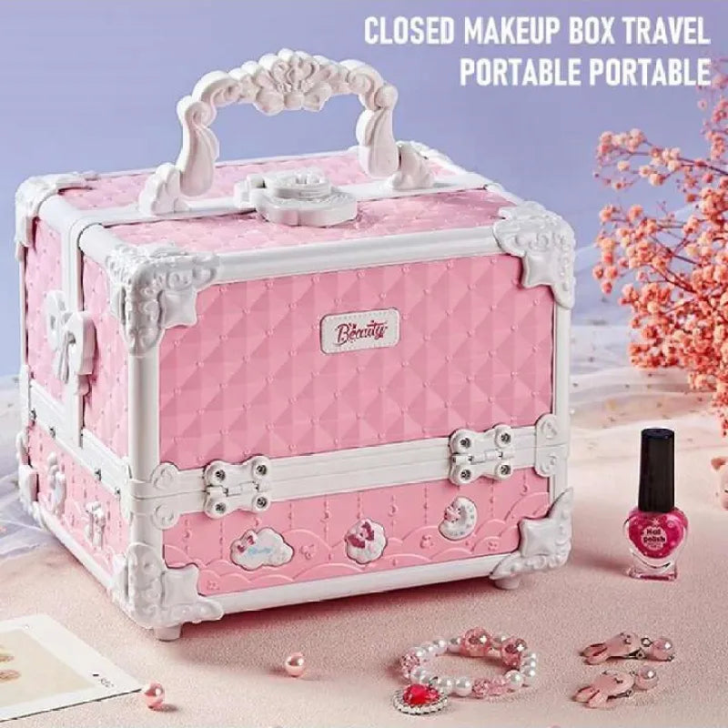 Children's Cosmetics Makeup Set Portable Box Simulation Nail Polish Play House Girl's Birthday Gift LadyShow.Store