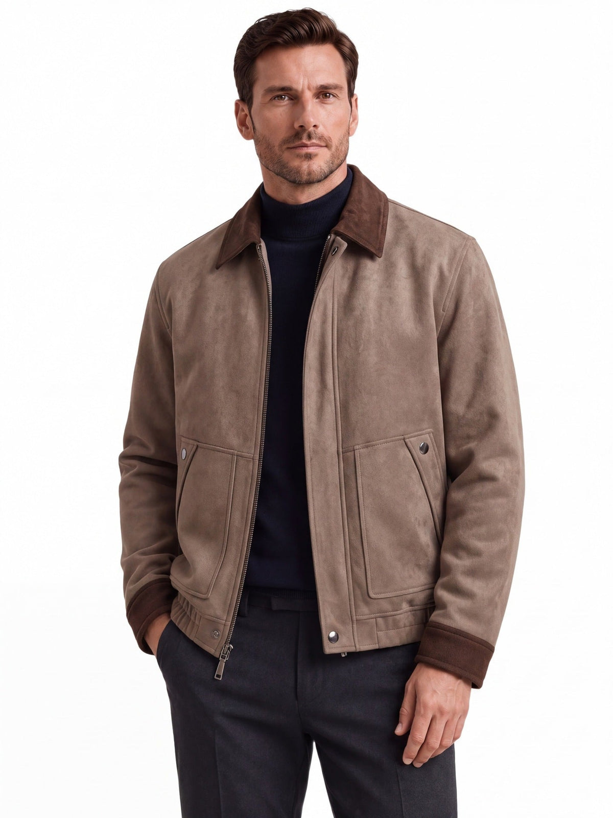 2026 Autumn Winter New Suede Collar Jacket For Men, Cross-Border Foreign Trade Business Casual Jacket For Men NorixaFashion.com