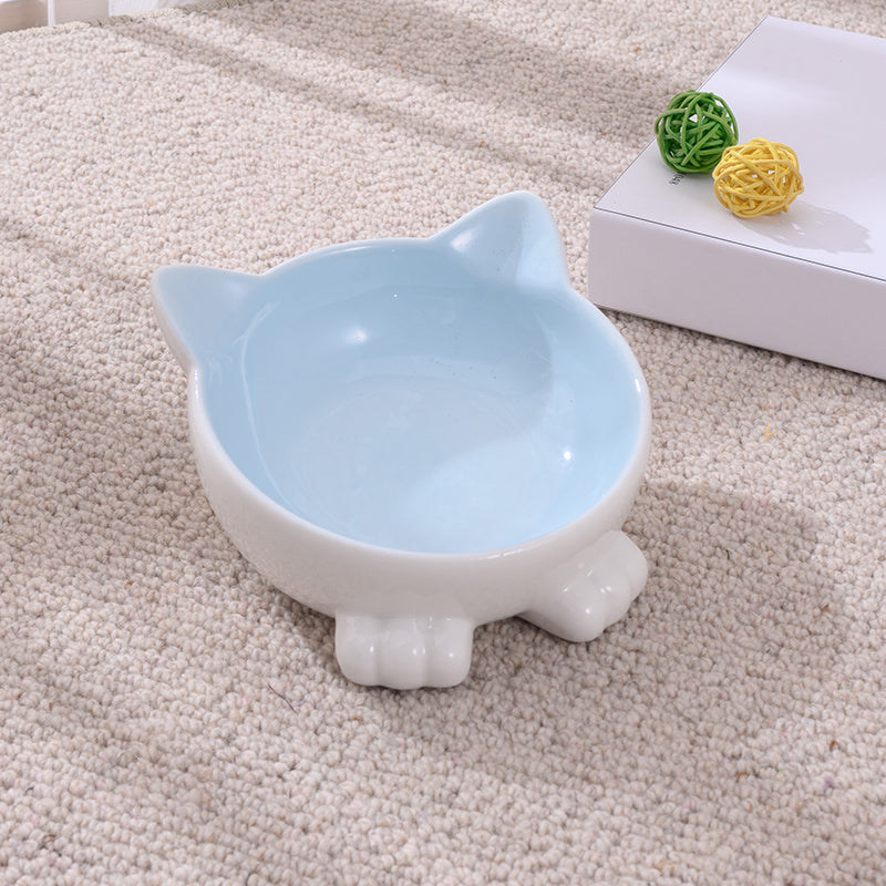 Ceramic Cat Bowl Anti Overturn Slanted Mouth Pets Fashion