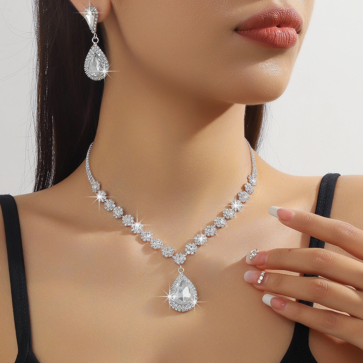 Diamond Necklace Earrings And Bracelet Three Piece Jewelry Set Best YouTube Store