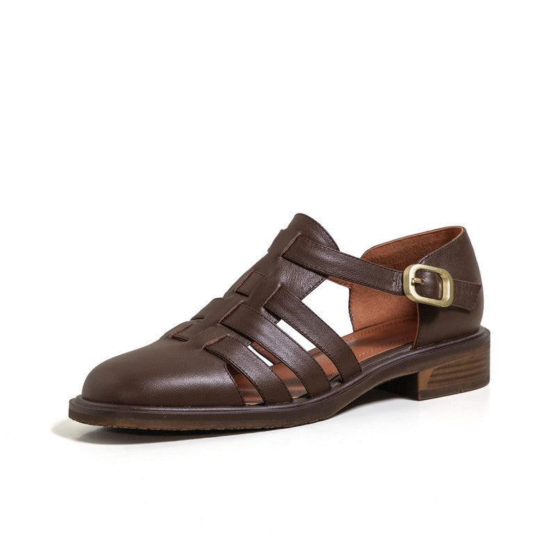 Women's Baotou Hollow Mary Jane Flat Shoes LadyShow.Store