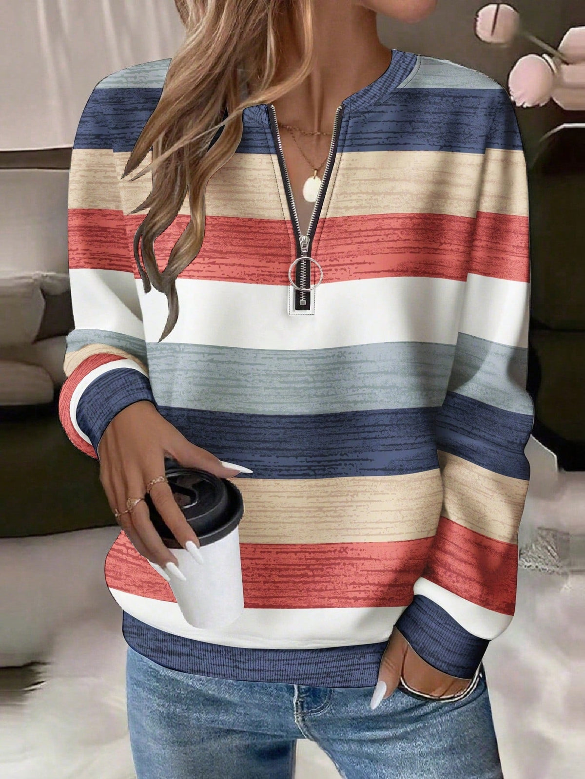 2026 Foreign Trade Women's HalfZip LongSleeve Sweatshirt Fashion Hoodie For Women NorixaFashion.com