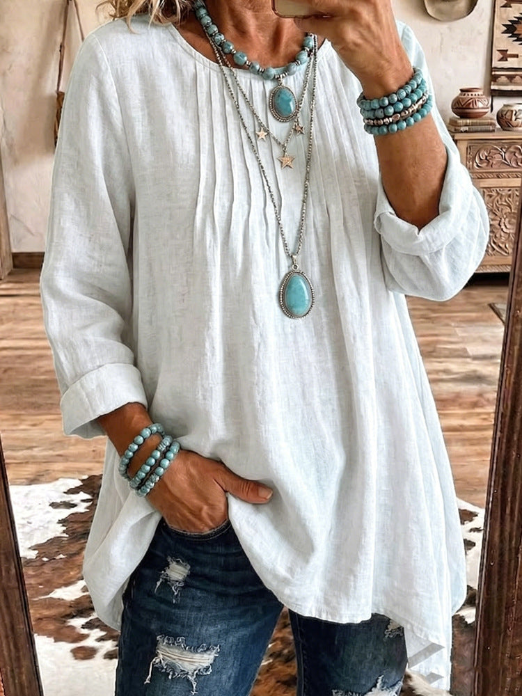 Womens Casual Crew-neck Long-sleeve Top NorixaFashion.com