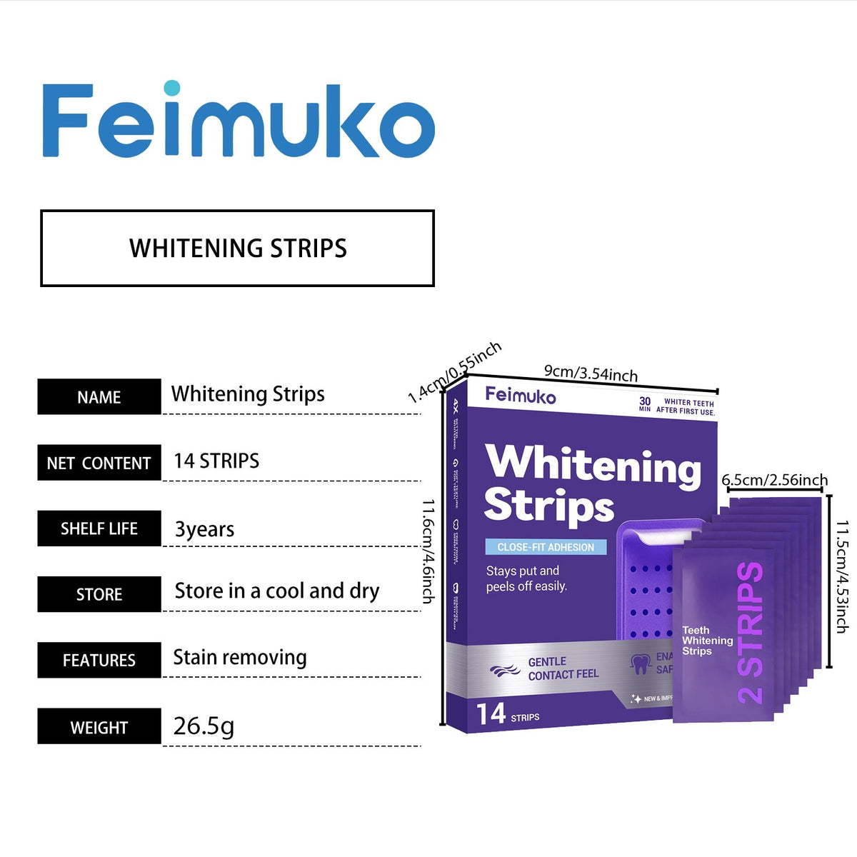 Purple Whitening And Stain-Removing Tooth Stickers 7 Pieces Per Pack Tri Light Beauty