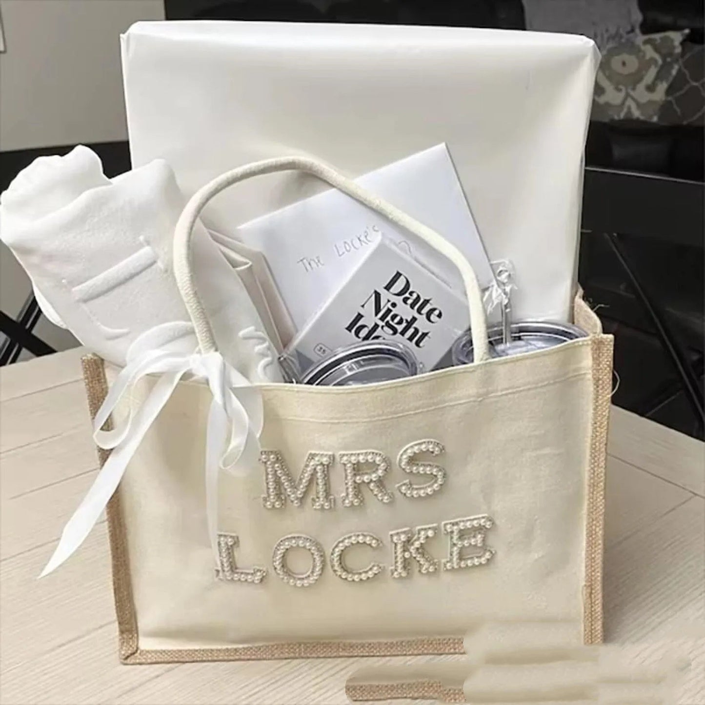 Custom Cute Tote Bag With Pearl Accessories LadyShow.Store