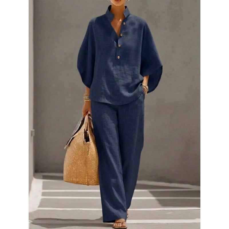 2026 New Women's Autumn Shirt Set Solid Color Leisure Urban Commuter Set NorixaFashion.com