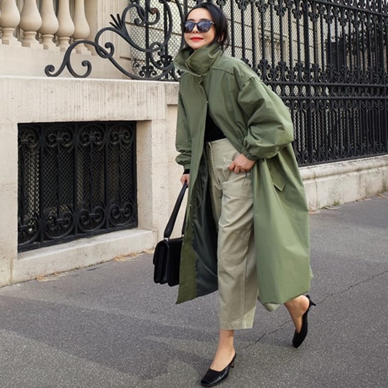 Mid-Length Loose Thin Windbreaker Jacket for Women Pi-Mart