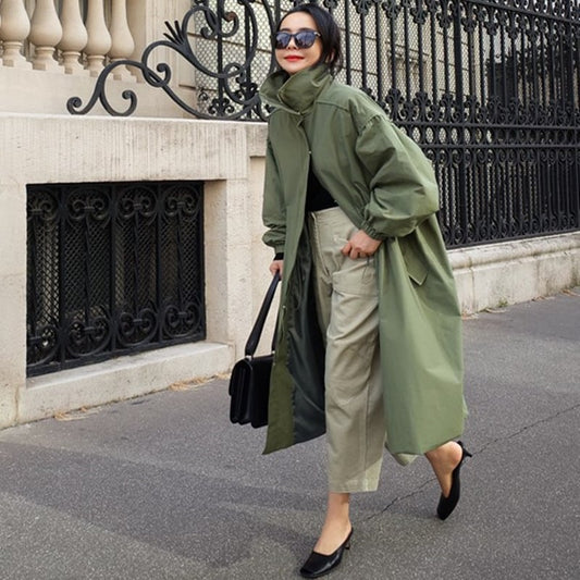 Mid-Length Loose Thin Windbreaker Jacket for Women Pi-Mart
