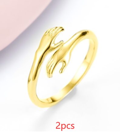Alloy Simple Hands Hug Ring Opening Adjustable Jewelry CJD
