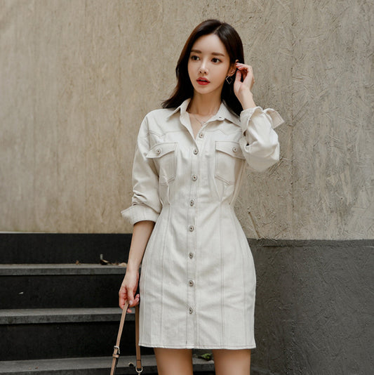 Fashionable Soft Denim Slimming Dress Pi-Mart
