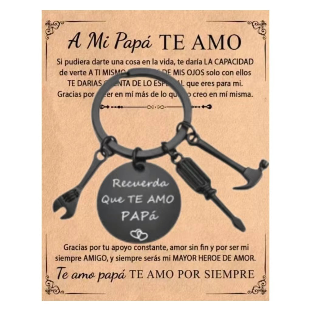 PaPa Stainless Steel Round Board Keychain Father's Day Gift LuxuryLifeWay Online Store