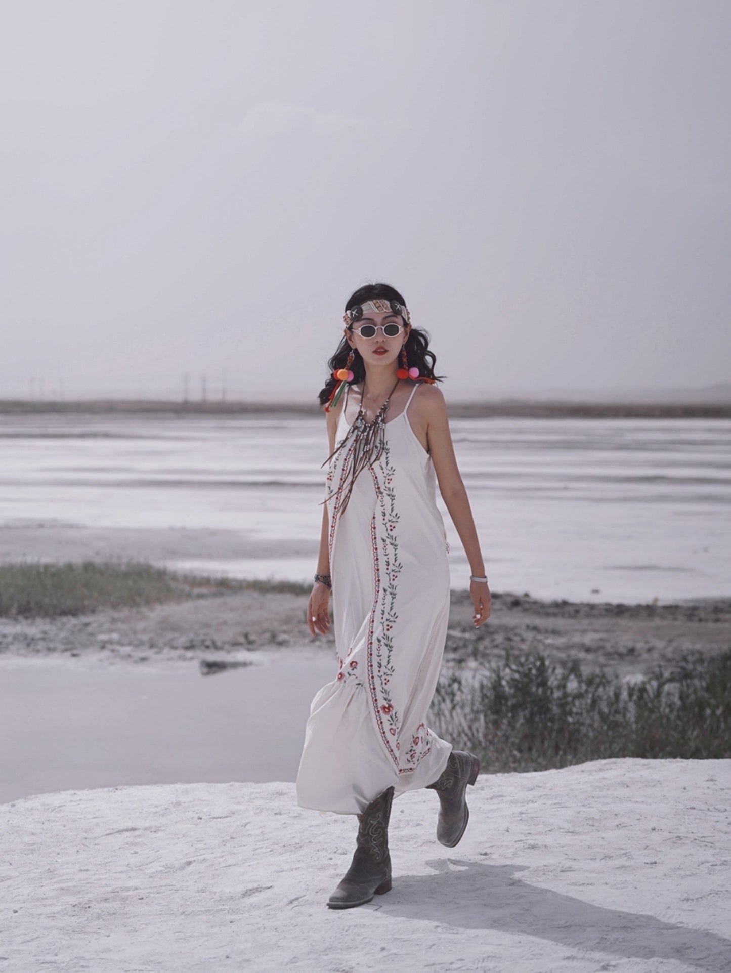Bohemian Beige Dress For Women NorixaFashion.com