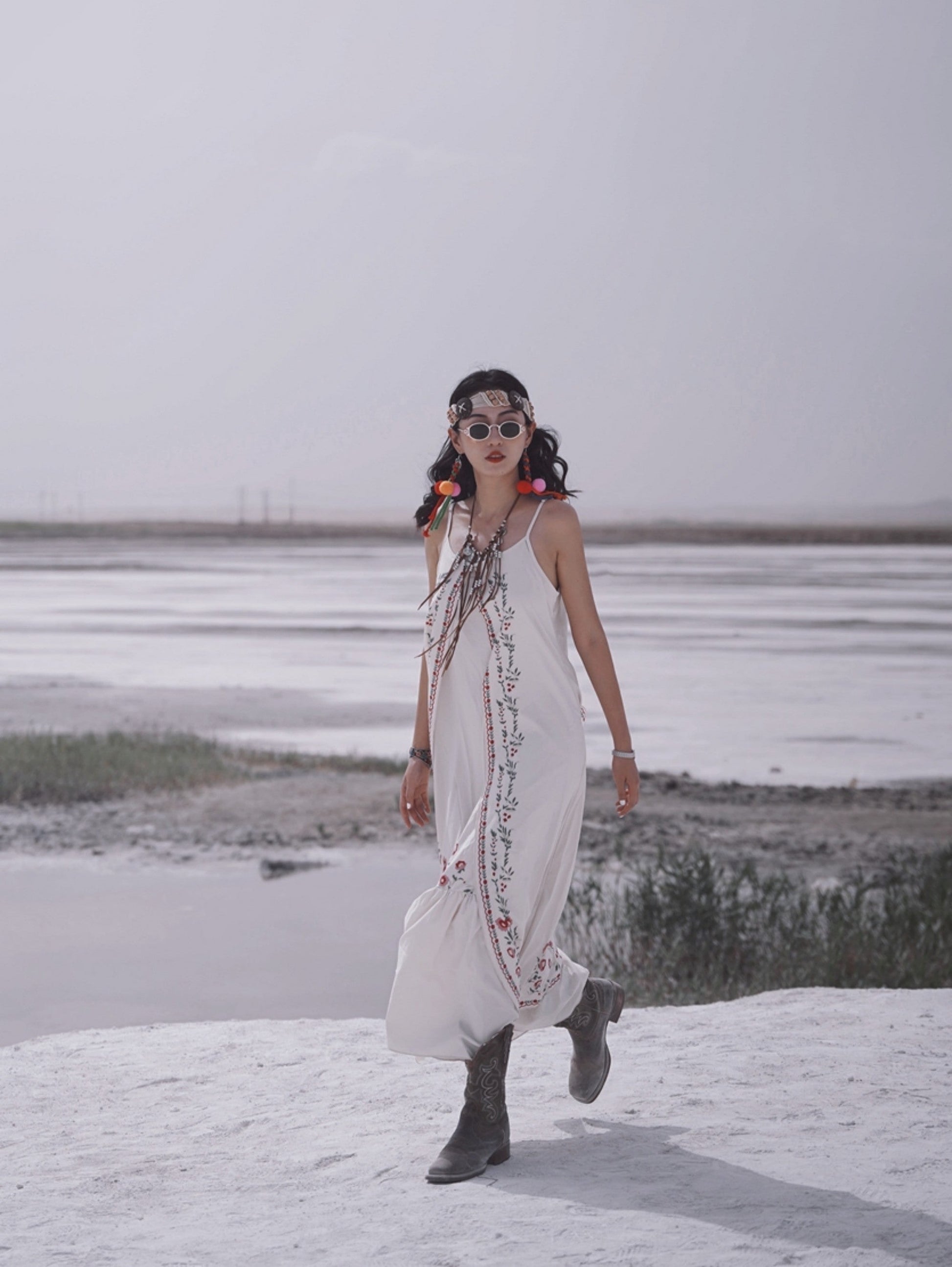 Bohemian Beige Dress For Women NorixaFashion.com
