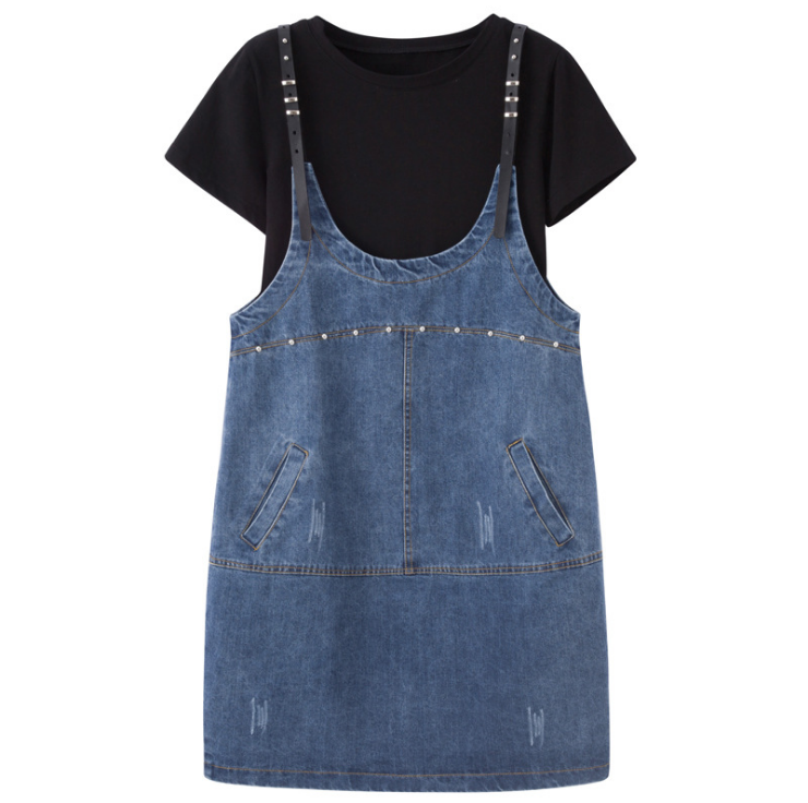 Chic Plus Size Denim Dress Set for Spring/Summer Pi-Mart