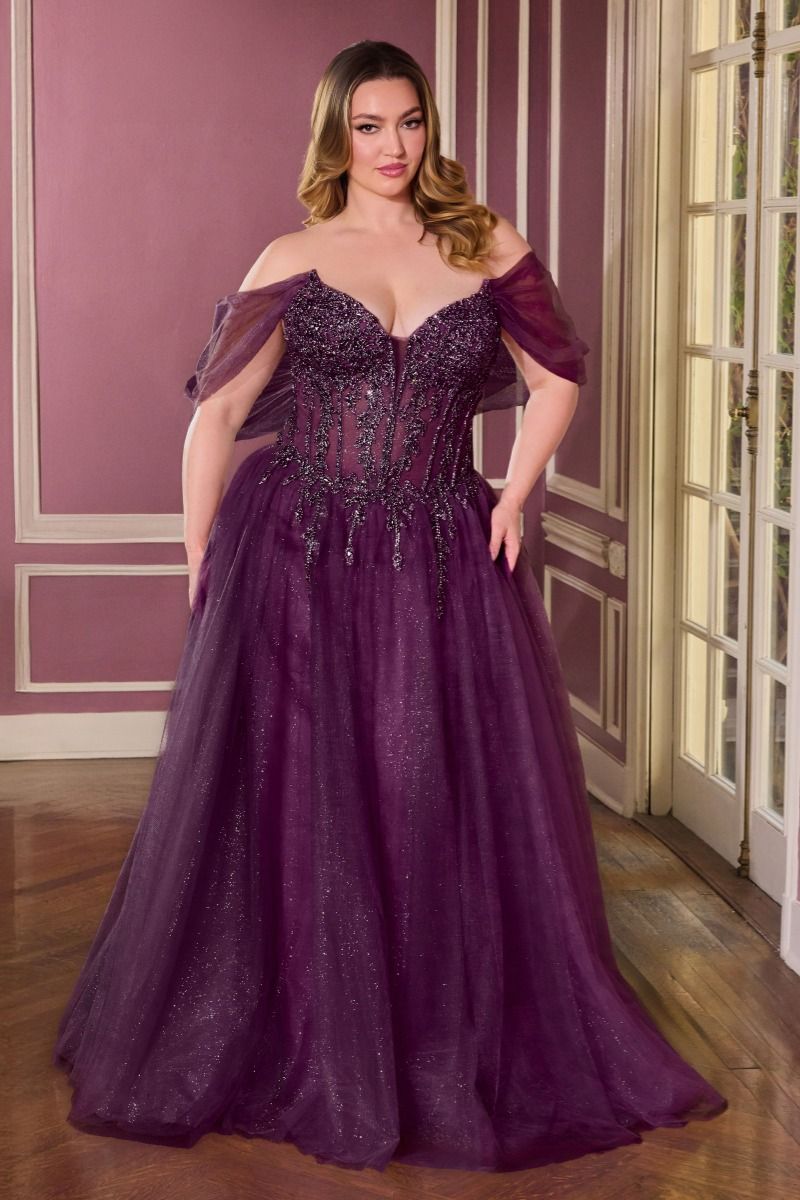 Off-Shoulder Beaded Corset A-Line Glitter Tulle Gown LuxuryLifeWay Online Store