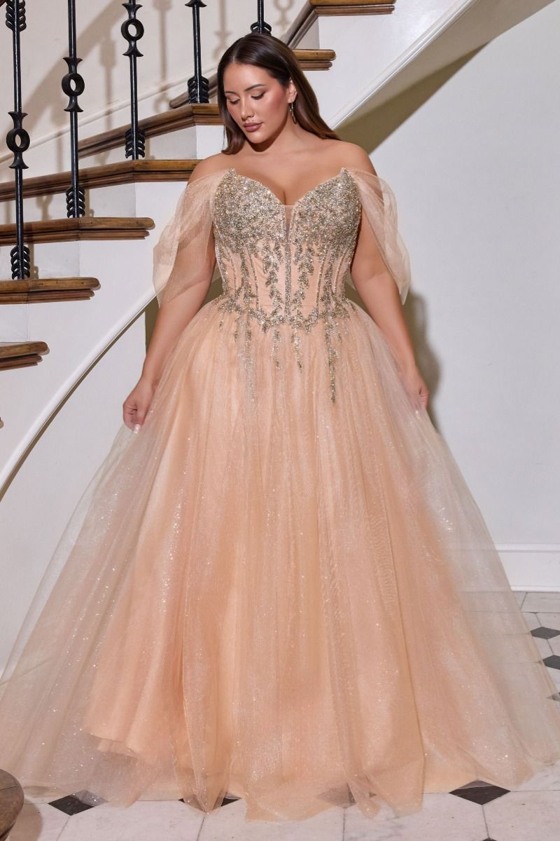 Off-Shoulder Beaded Corset A-Line Glitter Tulle Gown LuxuryLifeWay Online Store