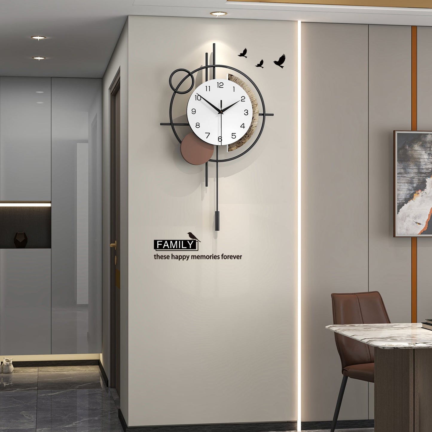 Modern Abstract Wall Clock Minimalist Metal Decorative Home Decor PearlNestDecor.com