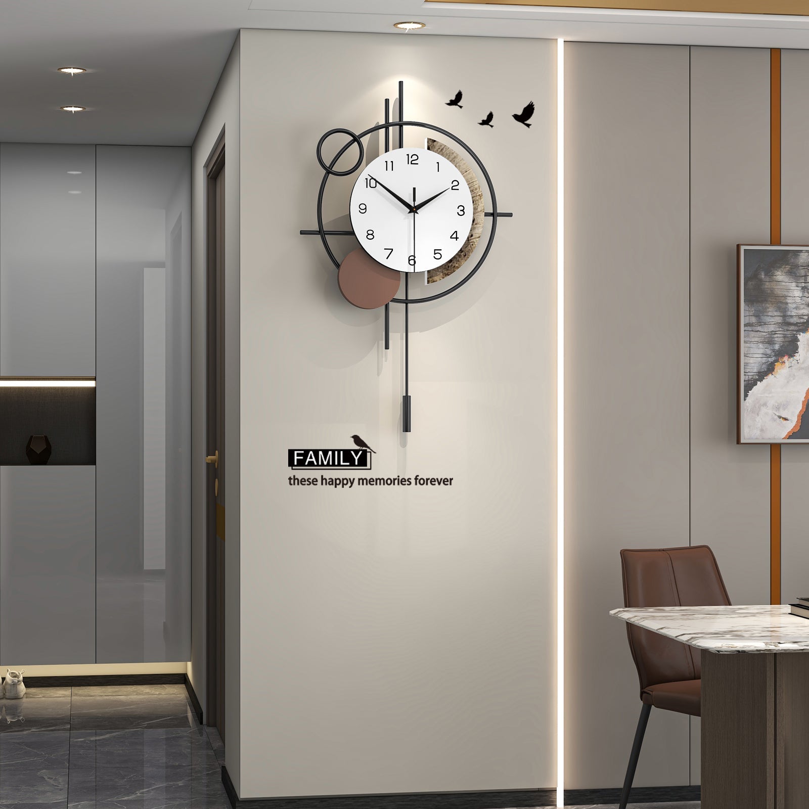 Modern Abstract Wall Clock Minimalist Metal Decorative Home Decor PearlNestDecor.com