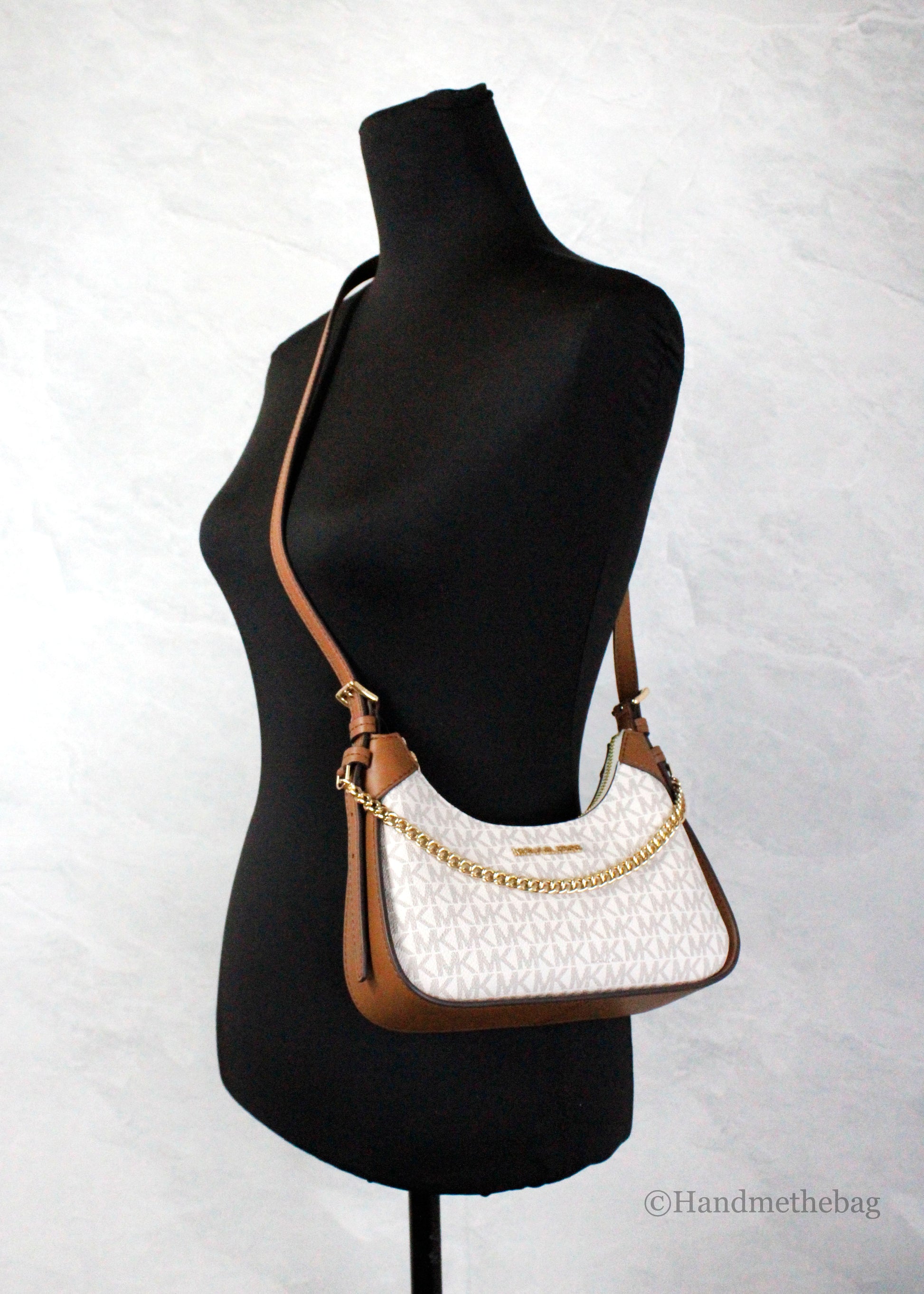 Michael Kors Wilma Small Vanilla PVC Chain Crossbody Bag LadyShow.Store