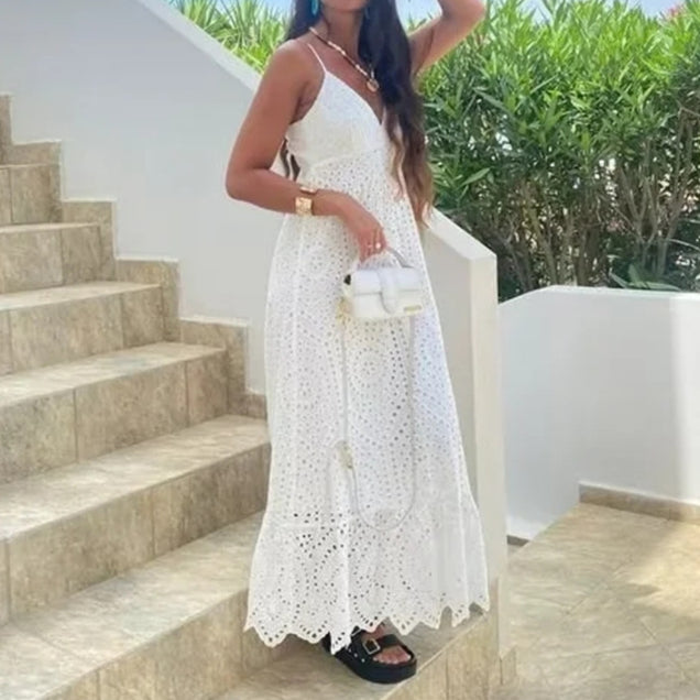 All-matching Hollow Embroidery Dress Women NorixaFashion.com