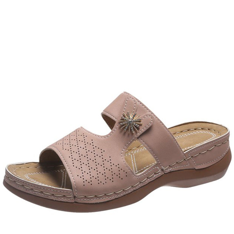 Embroidered Fish Mouth Women's Thick Bottom Hollow Sandals LadyShow.Store