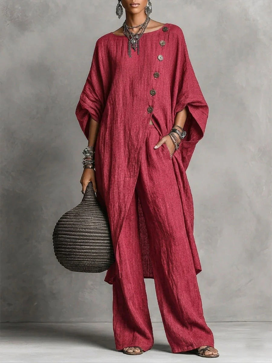Women's Irregular Casual Shirt Set NorixaFashion.com