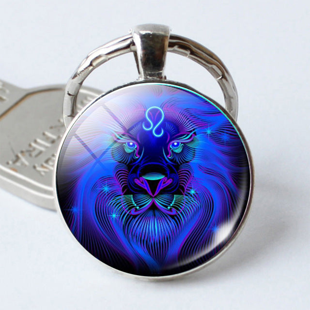 Twelve Constellation Time Stone Metal Keychains LadyShow.Store