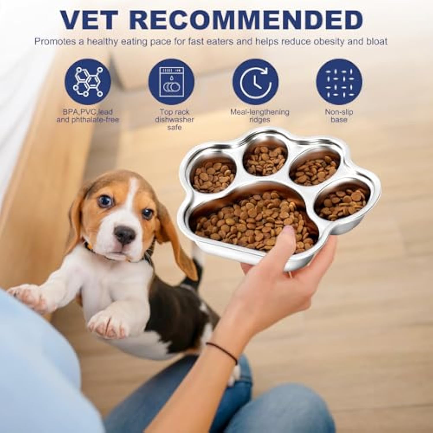 Dog Bowls Slow Feeder Stainless Steel Small Medium Breed Slow Feeding Dog Bowl For Fast Eater Dog Dishes To Slow Down Eating Non Slip Dog Food Bowl Pets Fashion