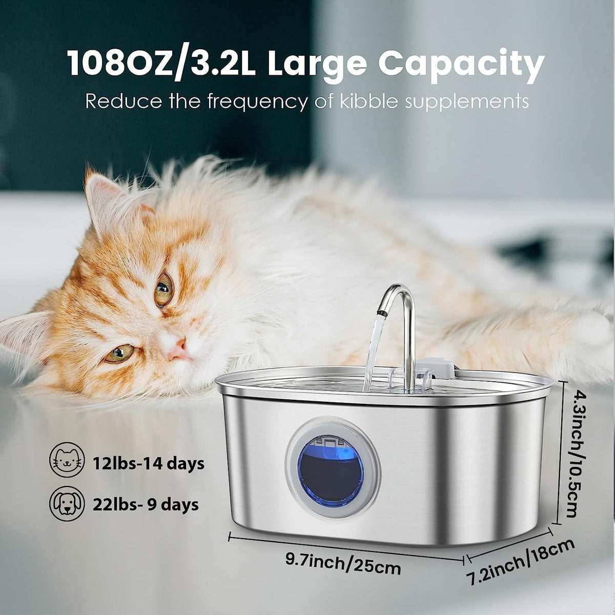 Water Feeder Stainless Steel Pet Water Dispenser Pets Fashion