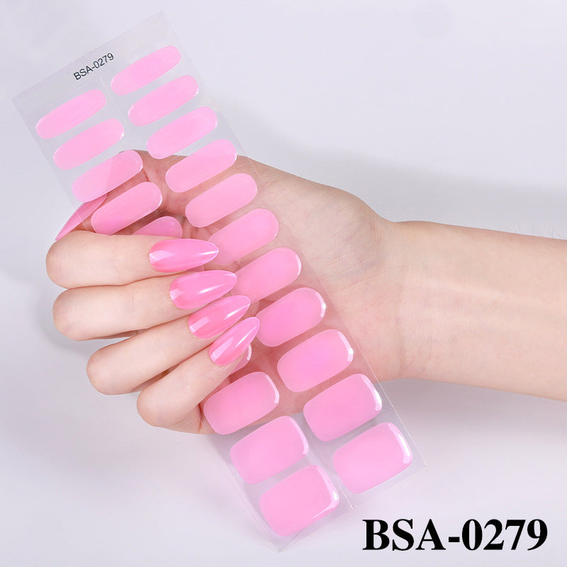 Simple Solid Color Scallion Powder No-bake Gel Nail Stickers LadyShow.Store