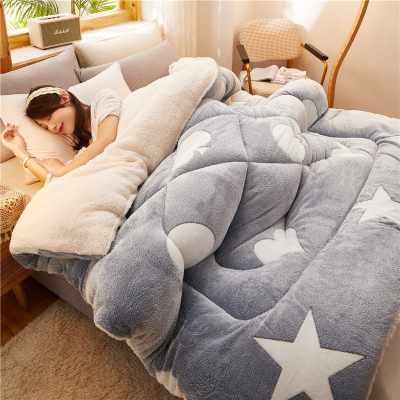 Winter Thick Quilt - Lamb Velvet Double Quilt Core for Dormitory Single Bed (100x150cm to 200x230cm) CJD2