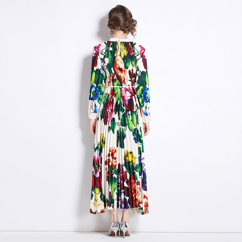 Pleated Tassel Belt Dress Women NorixaFashion.com