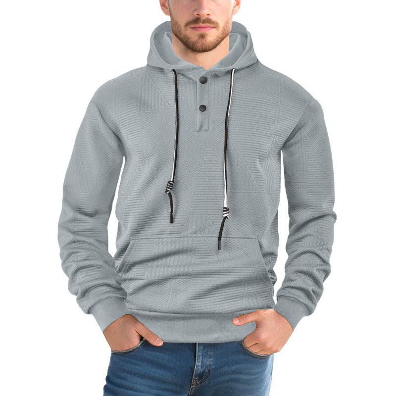 Pullover Solid Color Casual Sports Loose Long Sleeve Hooded Sweater Men LadyShow.Store