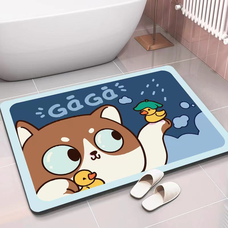 Cartoon Cute Bear Diatom Mud Soft Water Absorbent Floor Mat Anti Slip