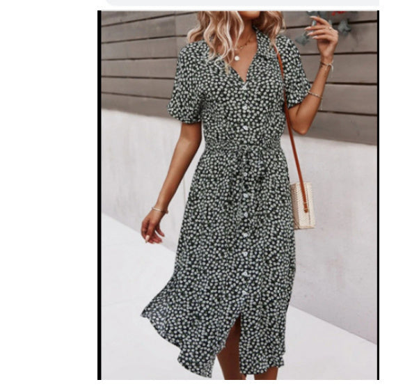 Women's Printed Dress Amazon Casual Holiday Style Sexy Big Swing Skirt