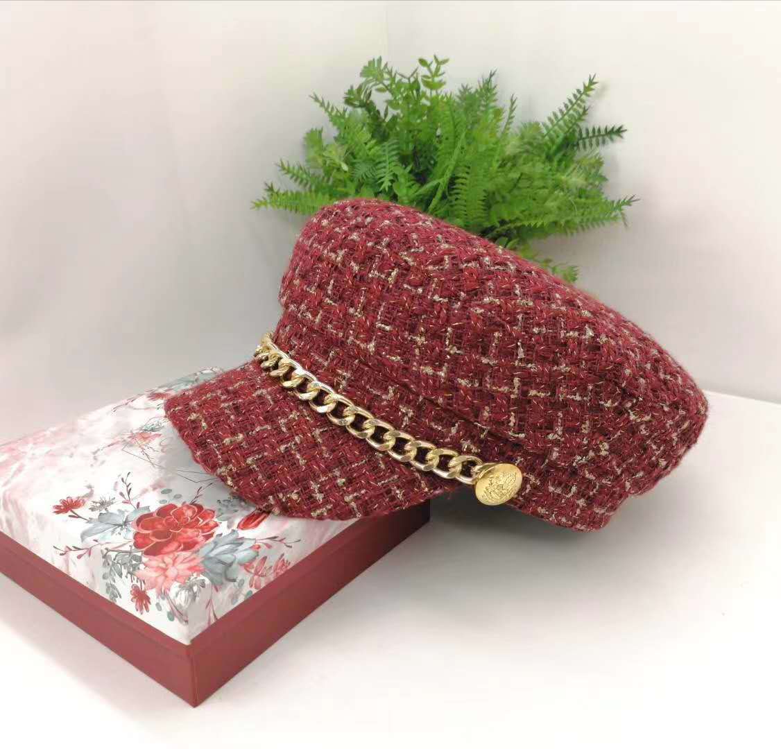 Vintage Tweed Octagonal Hat NorixaFashion.com