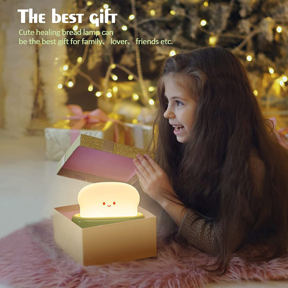 Creative LED Bread Maker Night Light USB Charging Dimming Toast Lamp Bedroom Children Timing Sleeping Lamps Funny Light