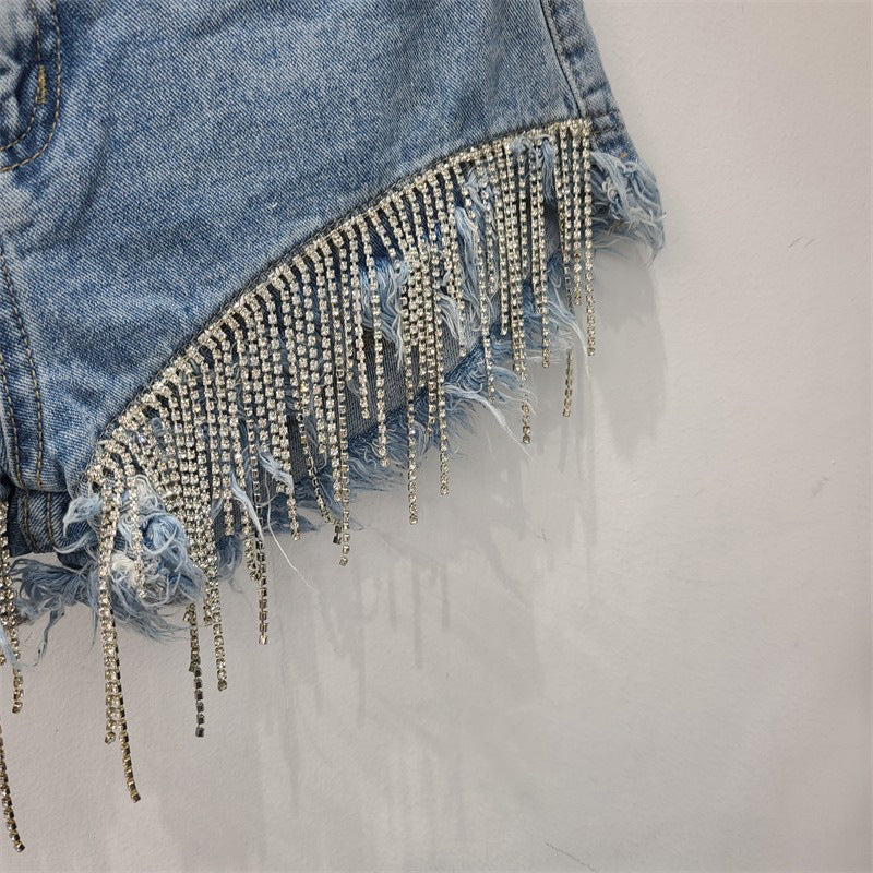 2023 Summer High-Waisted Ripped Denim Shorts for Women Pi-Mart