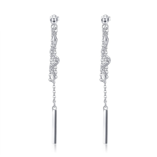 Sterling Silver Chain Earrings with Snake Dangle As Birthday Gifts For Women and Girls LadyShow.Store