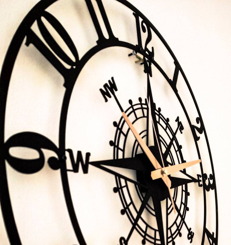 Creative Simple Compass Wall Clock Home Decoration PearlNestDecor.com