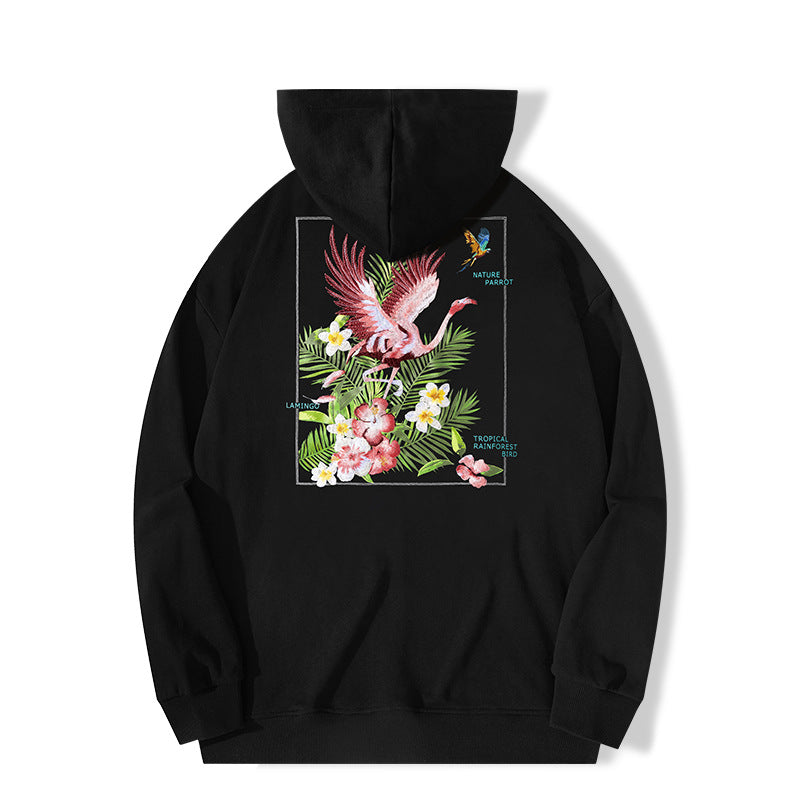 Autumn And Winter New High Street Flamingo Embroidered Hoodie LuxuryLifeWay Online Store