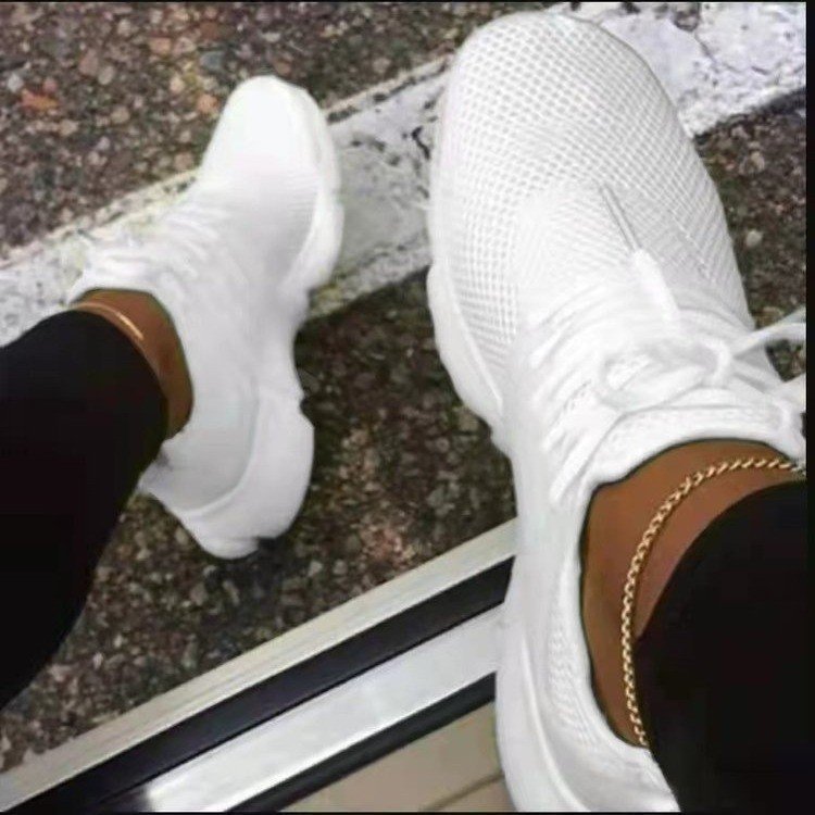 New Thick-soled Fly-woven Mesh Large Size Outdoor Breathable Sneakers LadyShow.Store