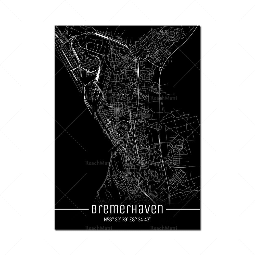 Map Black Line Poster Canvas Painting Home Decor Wall Art PearlNestDecor.com
