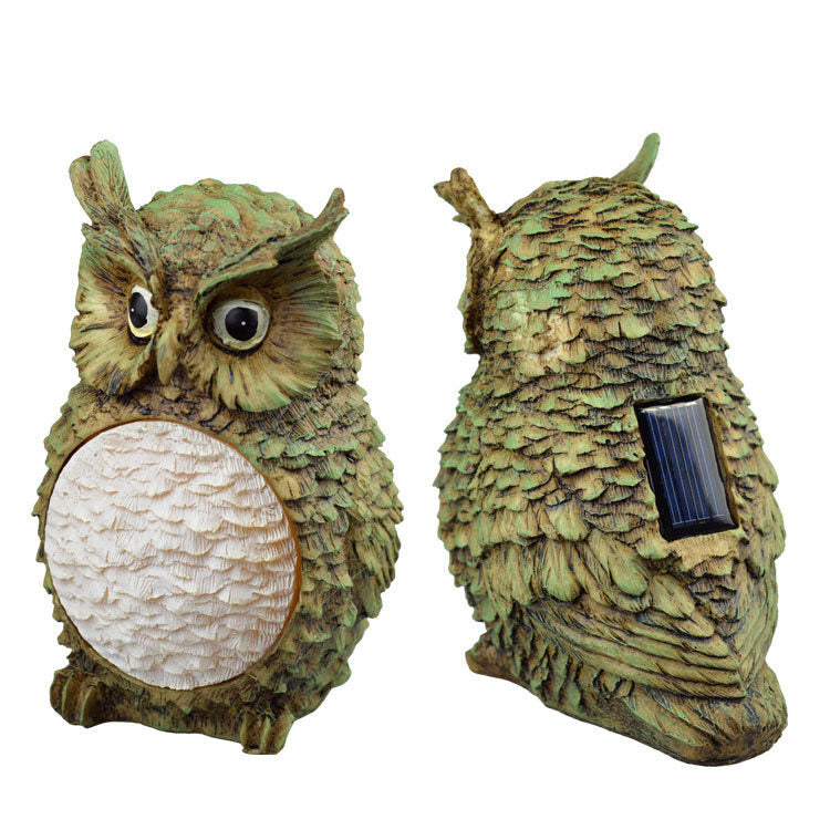 Solar Owl LED Garden Light with Resin Design Pi-Mart